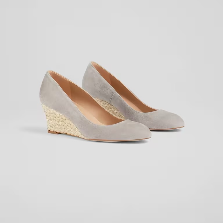 L.K. Bennett Eevi Grey Suede Espadrille Wedges